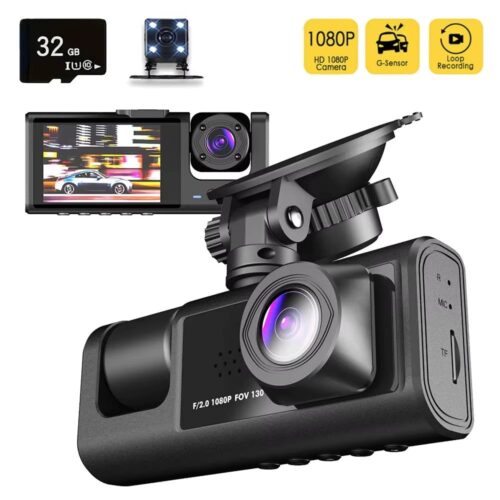 1080P 3 Channel Dashcam with IR Night Vision Front Rear DVR 32GB Card.jpg
