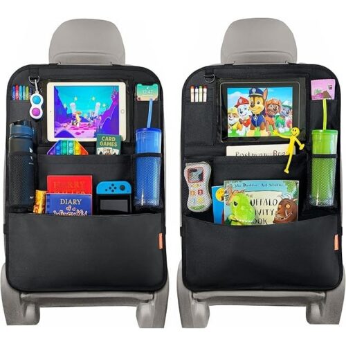 Car Seat Organiser with Tablet Holder – Back Seat Storage Kick Mat 2 Pack.jpg